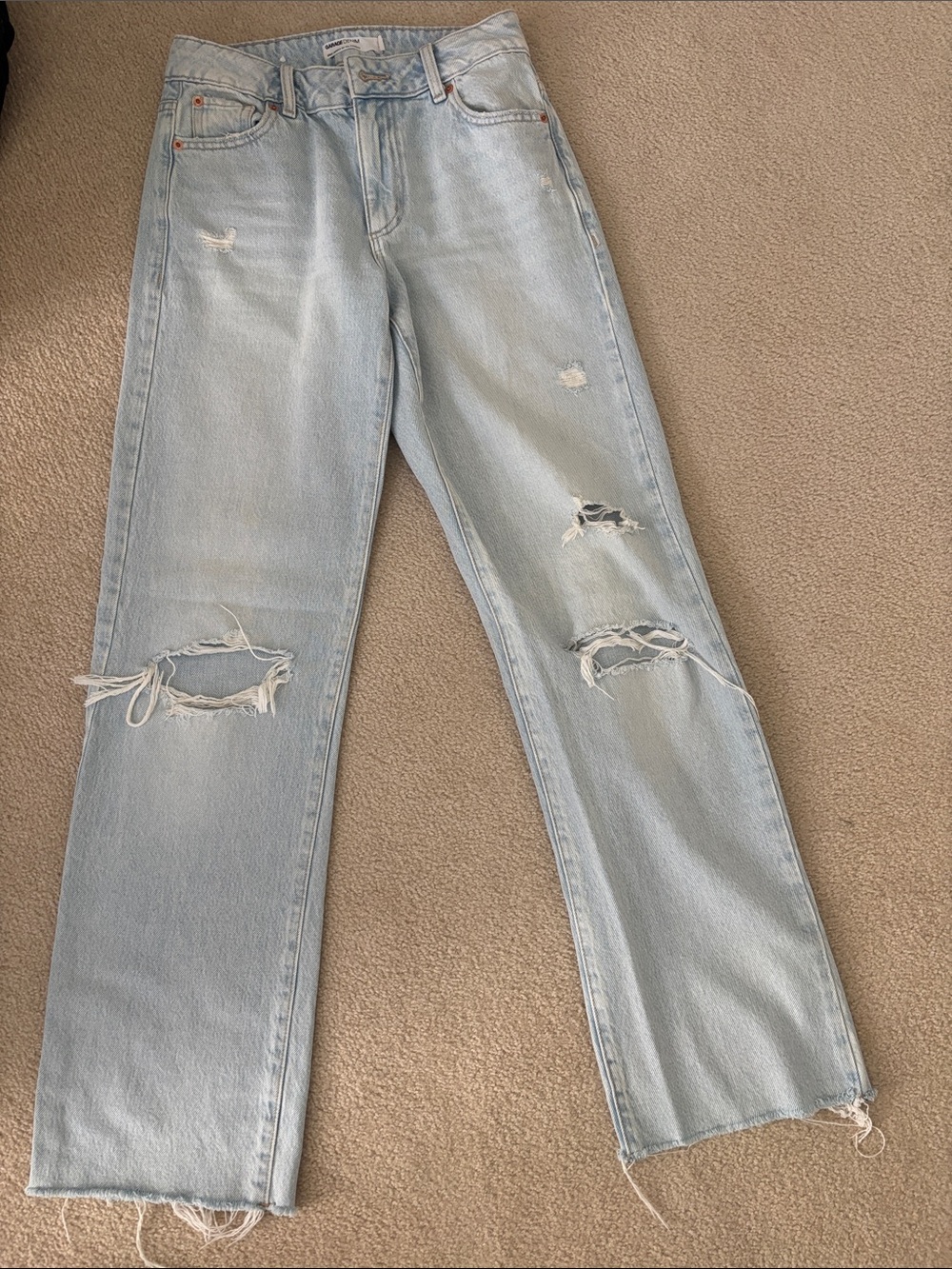 Garage Denim Light Wash 90/90s Straight Jeans - Light Blue - size 0/25